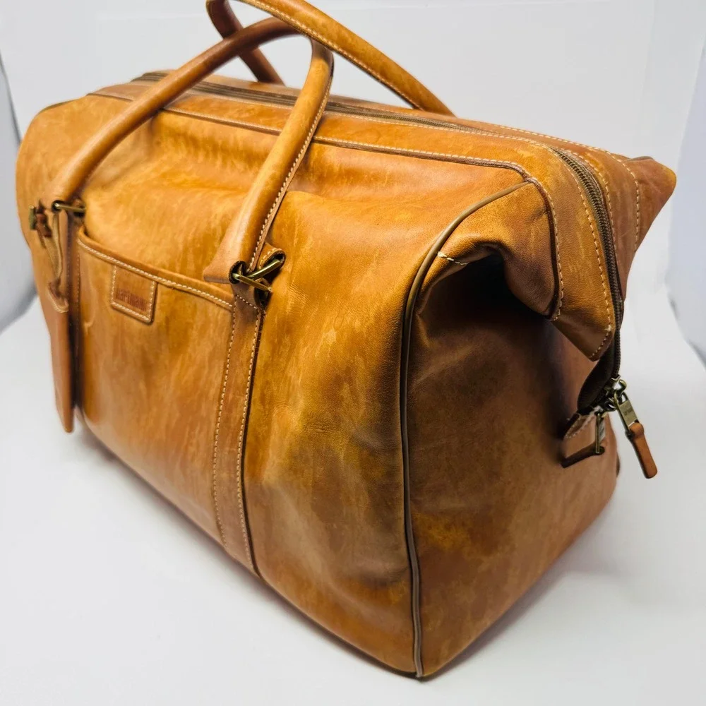 VTG Hartmann Heritage Tan Belting Leather Duffel Bag Weekender Luggage Carryon